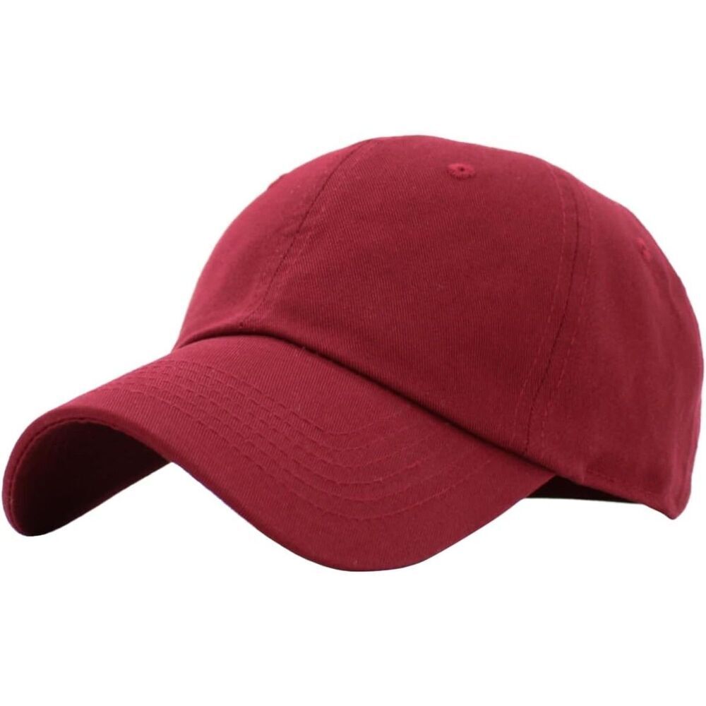 Unisex Burgundy 100% Cotton Adjustable Classic Crown Baseball Plain Dad Hat
